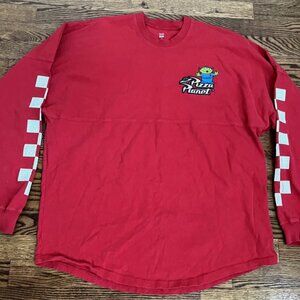 Disney Toy Story Pizza Planet Spirit Jersey Adult Medium Red Long Sleeve 3d Puff